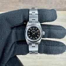 Rolex Ladies Oyster Perpetual w/ Paper 25mm Black Index Arabic Dial Smooth 67180 4