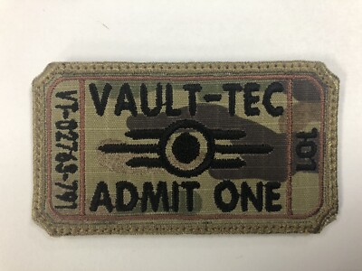 Fallout Vault TEC Admit One Patch OCP Embroidered With Hook Backing