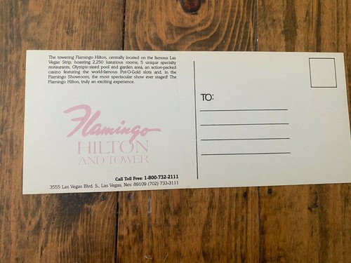 Vintage Unused Flamingo Hilton & Tower Las Vegas, Nevada Postcard - Picture 2 of 2