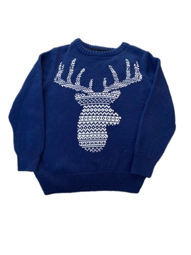 NWT Little Boys Gymboree Deer Sweater Blue and Carter's Pants Tan Size 4 - Picture 2 of 3