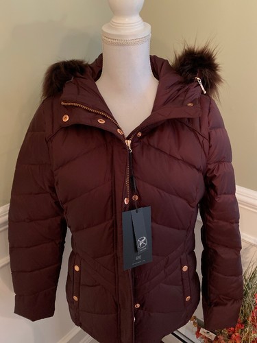 NEW Marc New York Women’s Faux Fur Hood Burgundy Puffer Jacket Size M NWT - Picture 2 of 10