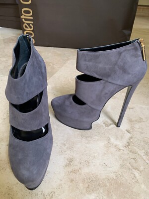 Roberto Cavalli Ankle Heels Gray Size 40