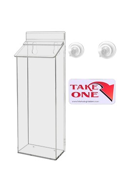 4''W x 9''H Suction Cup Outdoor Brochure Holder Window Mount