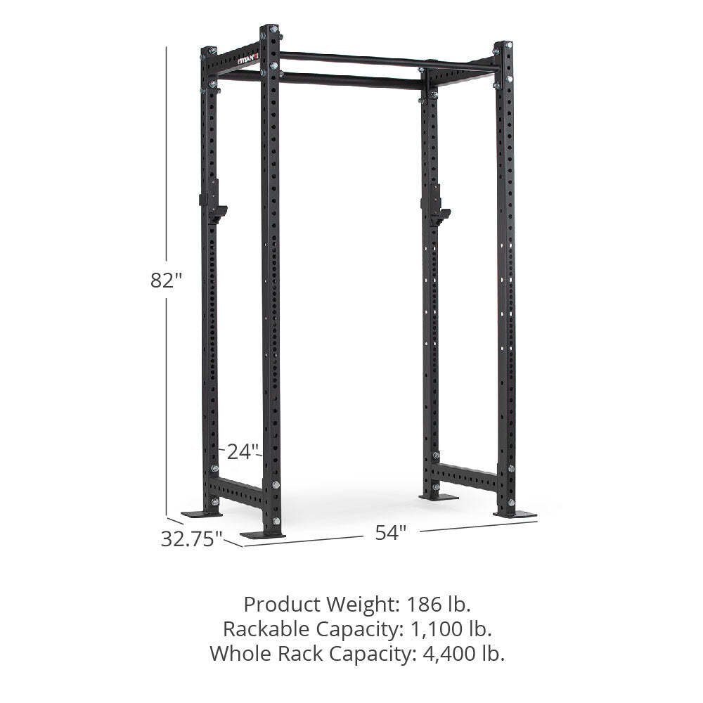 Titan Fitness T-3 Series Black Short Power Rack, 24in Depth, 1,100 LB Capacity