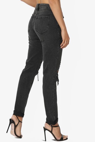 TheMogan Distressed Ripped Destroyed Shredded Mid Rise Ankle Girlfriend Jeans - Picture 34 of 37