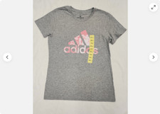 Adidas Women's Amplifier Rose Print Logo Active T-shirt GRY-MEDIUM NWT
