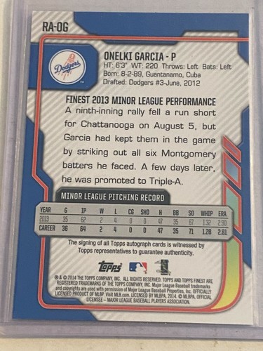 Mejor novato de béisbol 2014 Topps #RA-OG Onelki Garcia - Imagen 2 de 2