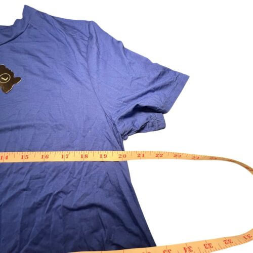 NWT A-Line Short Sleeve Tunic Slinky Flowing Lace Trim Blouse Royal Blue LARGE - Picture 8 of 12