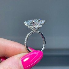 6 Ct White Oval Cut Simulated Diamond Halo Engagement Wedding Ring In 925 Silver