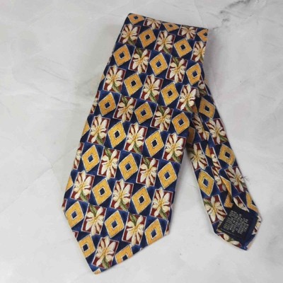Charleston Tie Rack Floral Silk Tie Yellow Blue