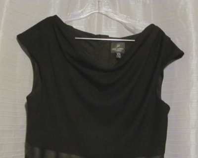Sz 12 ADRIANNA PAPELL Little Black Dress/faux leather waist accent | eBay