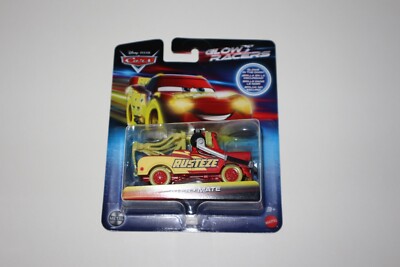 New Pixar Cars Glow Racers Rusteze Mater with Headset Red & Yellow In Stock