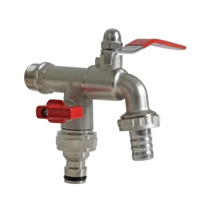 AFT Doppel-Wasserhahn 1/2 Zoll - Für Waschmaschine Und Geschirrspüler