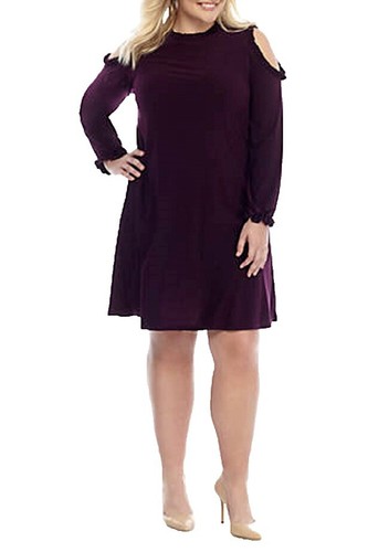 Tiana B Women's Chocolate Brown Long Sleeve Dress Mid Length Fit Flare Size  XL | eBay