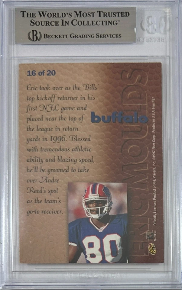 Eric Moulds autographed signed Fleer 1997 #16 Buffalo Bills BAS Encap - Image 2 of 3