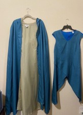 ADULT XL RENASSIANCE MEDIEVAL SHAKESPHERE BLUE HOODED CLOAK  TUNIC COSPLAY NEW