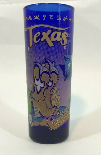 Texas The Lone Star State Cobalt Blue Shot glass Jigger - Picture 4 of 6