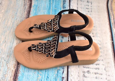 Women's Siketu Sandals Flat Strap SIZE 36 Brown/Black
