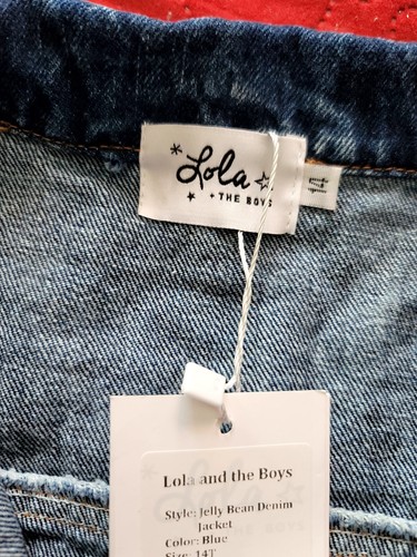 Lola and the boys jelly bean denim jacket. Nwt Size 14 Runs Small. Gems - Picture 10 of 12
