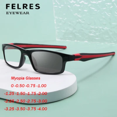FELRES Gafas miopes fotocromáticas para miopía hombres deportes cuadrados al aire libre gafas de sol lo último