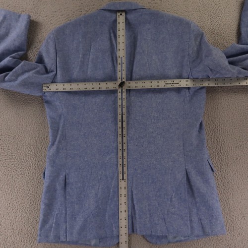 Stafford Jacket L Blue Linen Cotton Hopsack Blazer Sport Coat 44R - Picture 12 of 18