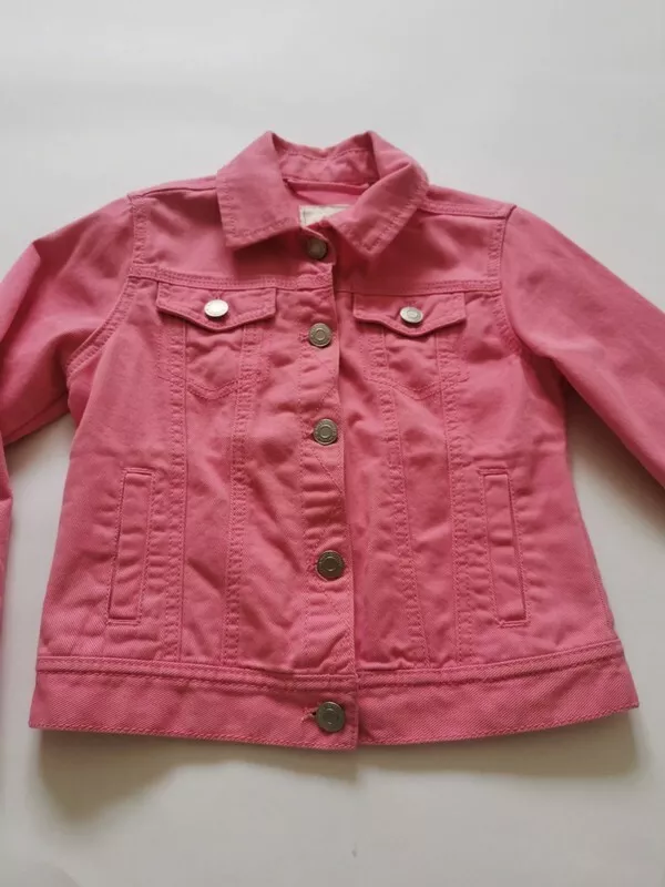 Next Girls pink denim jacket with buttons size 7 years