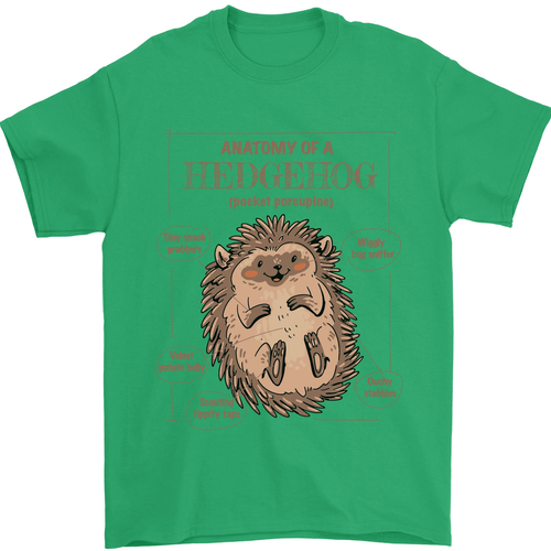 Anatomy of a Hedgehog Funny Mens T-Shirt 100% Cotton - Picture 71 of 106