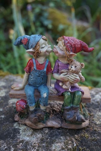 97281 FIGURINE TROLL BANC COUPLE FARFADET FEE PIXIE ELFE PIXIES KORRIGAN - Imagen 5 de 6