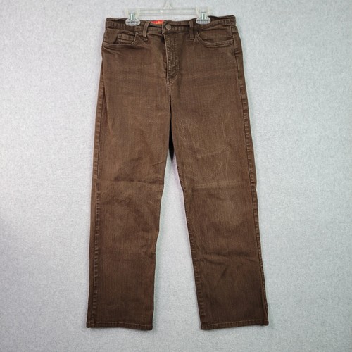 Vintage NYDJ Bauchdeckenstraffung Damen braun Jeans Größe 12P Baumwolle Elasthan Bootcut