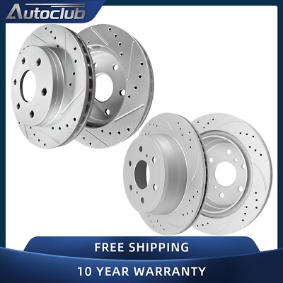Front and Rear Drilled Brake Rotors Kit for Caddy Escalade Chevy Tahoe GMC Yukon