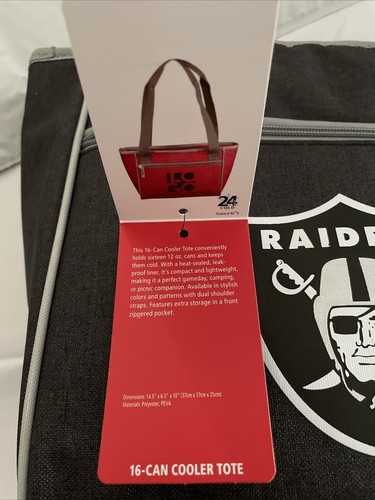 LOGO Brand NFL Las Vegas Raiders Insulated 16 Can Cooler Bag Tote #623-83-CR1 - Picture 6 of 11
