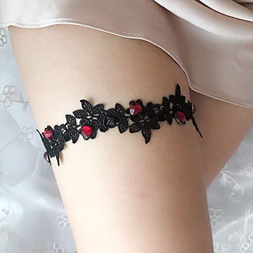 Wedding Garter for Bride Black Lace Stretch Leg Garter Elastic Garters Flower... - Picture 5 of 6