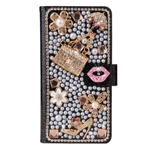 Luxury Diamond Crystal Leather Flip Wallet Case For iPhone 16 Pro Max 15 14 13 - Picture 8 of 21