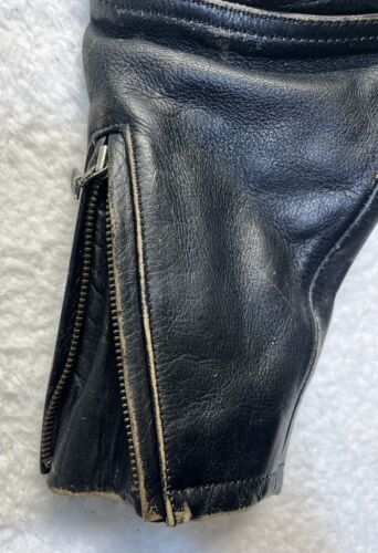 Harley Davidson Womens Vented Black Leather Jacket Riding Size L Distressed - Picture 7 of 18