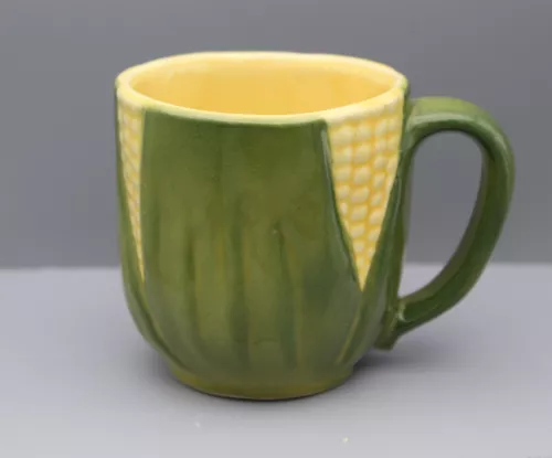 Vintage Shawnee Pottery Ceramic USA 9 OZ Coffee Mug Corn King Yellow Green