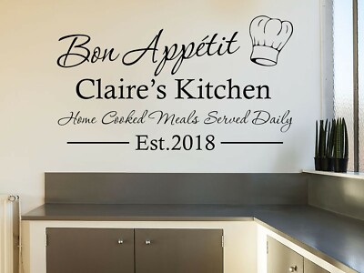 PERSONALISIERT ''''Bon Appetit...'' Aufkleber Modern Transfer PVC Aufkleber Dekor