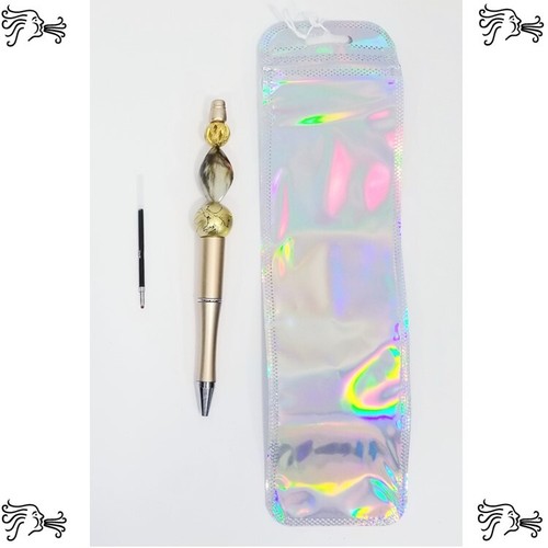 Gold Beaded Ink Pens Includes Pouch and Ink Refill - Picture 2 of 7