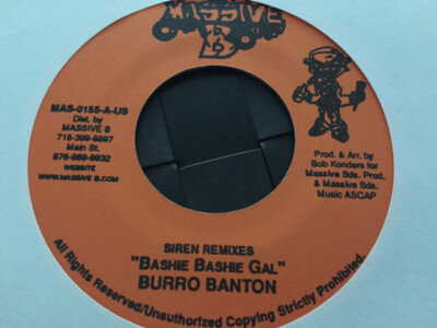 Burro Banton - Bashie Bashie Gal (Siren Remixes) / VG+ / 7