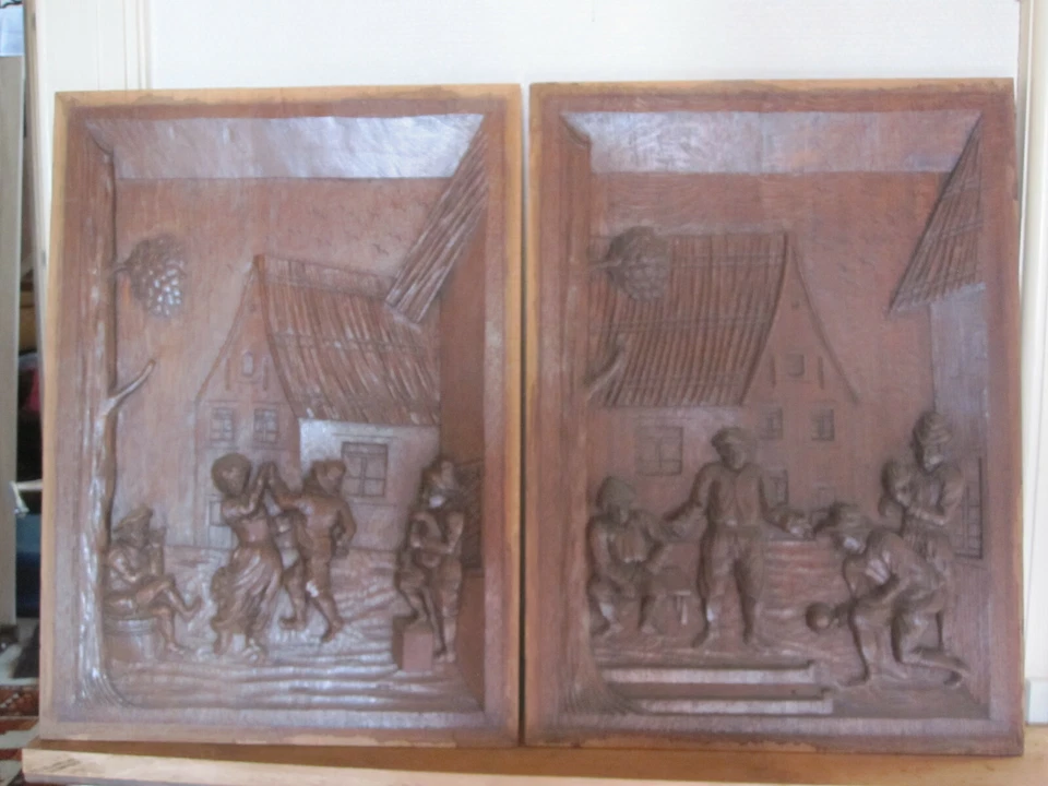 very decorative and big pair off antique pannels beautifull oak carving 19 th - Image 4 of 4