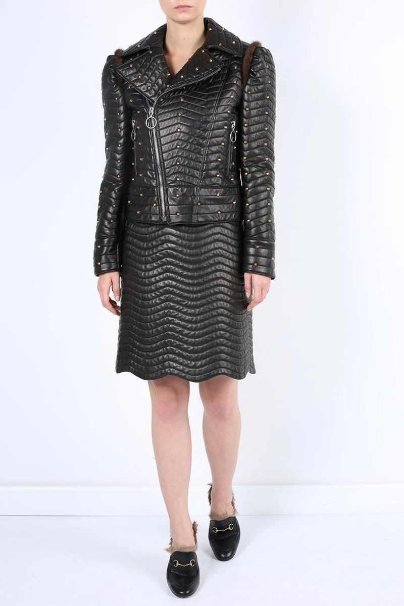 Gucci studded leather jacket top