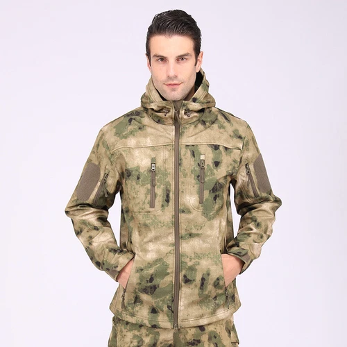 Giacca a vento tattica uomo soft shell giacca esercito jacket cappuccio tempo libero ~ - Foto 24 di 65