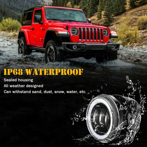 Pair 4Inch RGB LED Fog Lights Projector Halo Ring For Jeep Wrangler JK JL JT - Picture 9 of 11