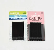 2 Packs CONAIR Roll & Pin BLACK #55300Z Bobby Pins = 36 Total Pins