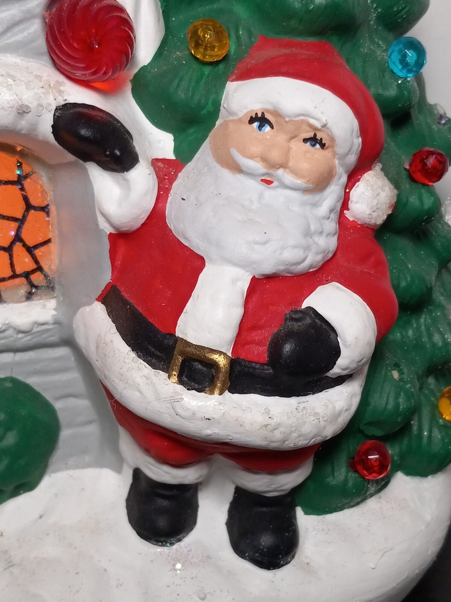 Vintage Ceramic Mold Christmas Tree Santa & Snowman Cottage