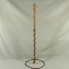 16" Long Bottom Hand Carved Mahoe Wood Magic Wand Wizard Witch w/ Velvet Bag