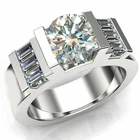 3 Ct Vvs1 Near White Round Moissanite Wedding Men's Ring 925 Silver Size 8.5
