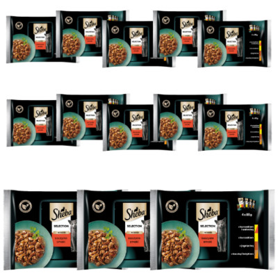 52x85g SHEBA Selection Nassfutter m. Huhn Rind Lamm Ente Pute in Soße für Katzen