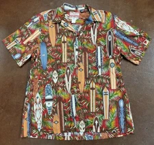 RJC Hawaiian Shirt Men's XL Red Surfboard Button Up Short Sleeve Made in Hawaii