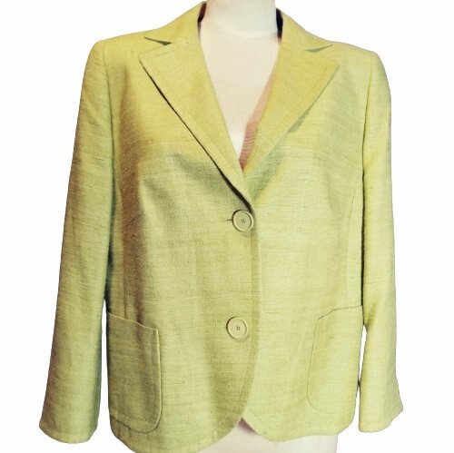 AKRIS Punto Womens Size 12 Blazer Jacket Lime Green 100% Raw Silk