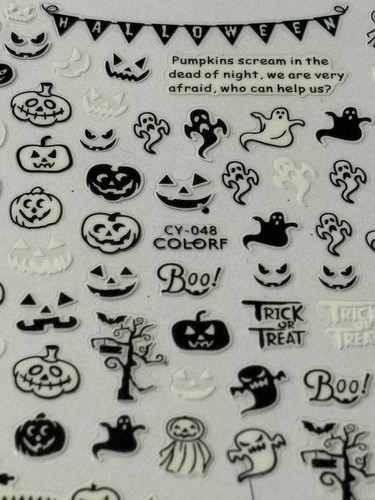 Nail Art Stickers GLOW IN THE DARK HALLOWEEN CY-048 - Picture 3 of 4